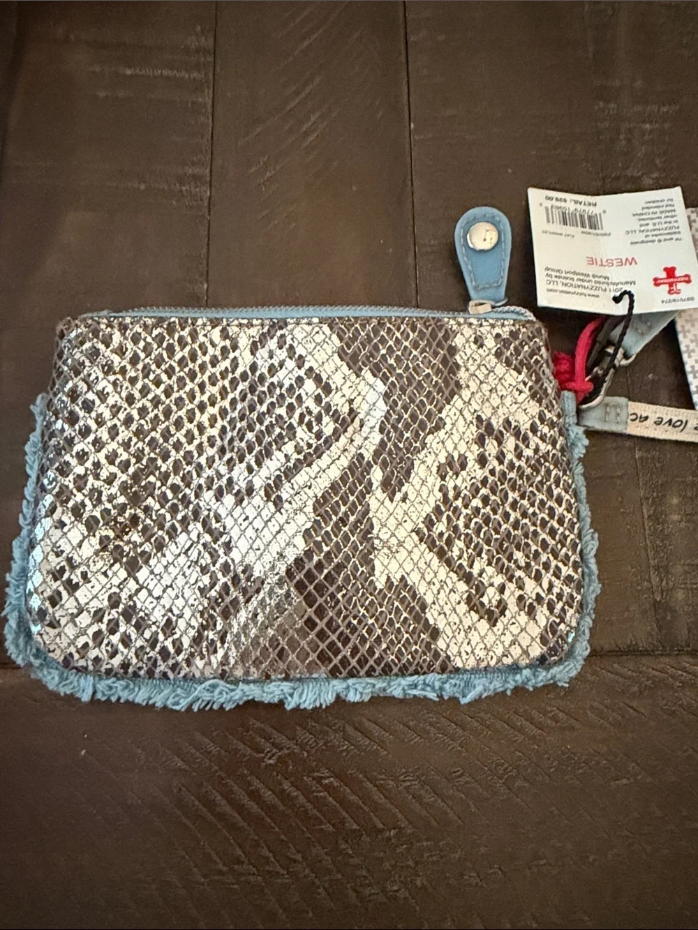 Westie Dog Blue Wristlet Clutch with Removable Strap